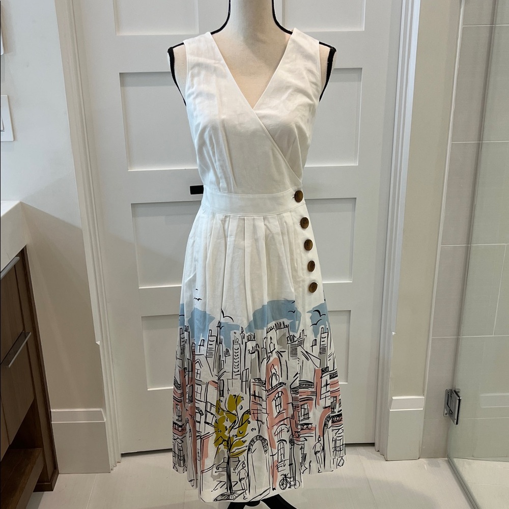 Boden White Cityscape Dress